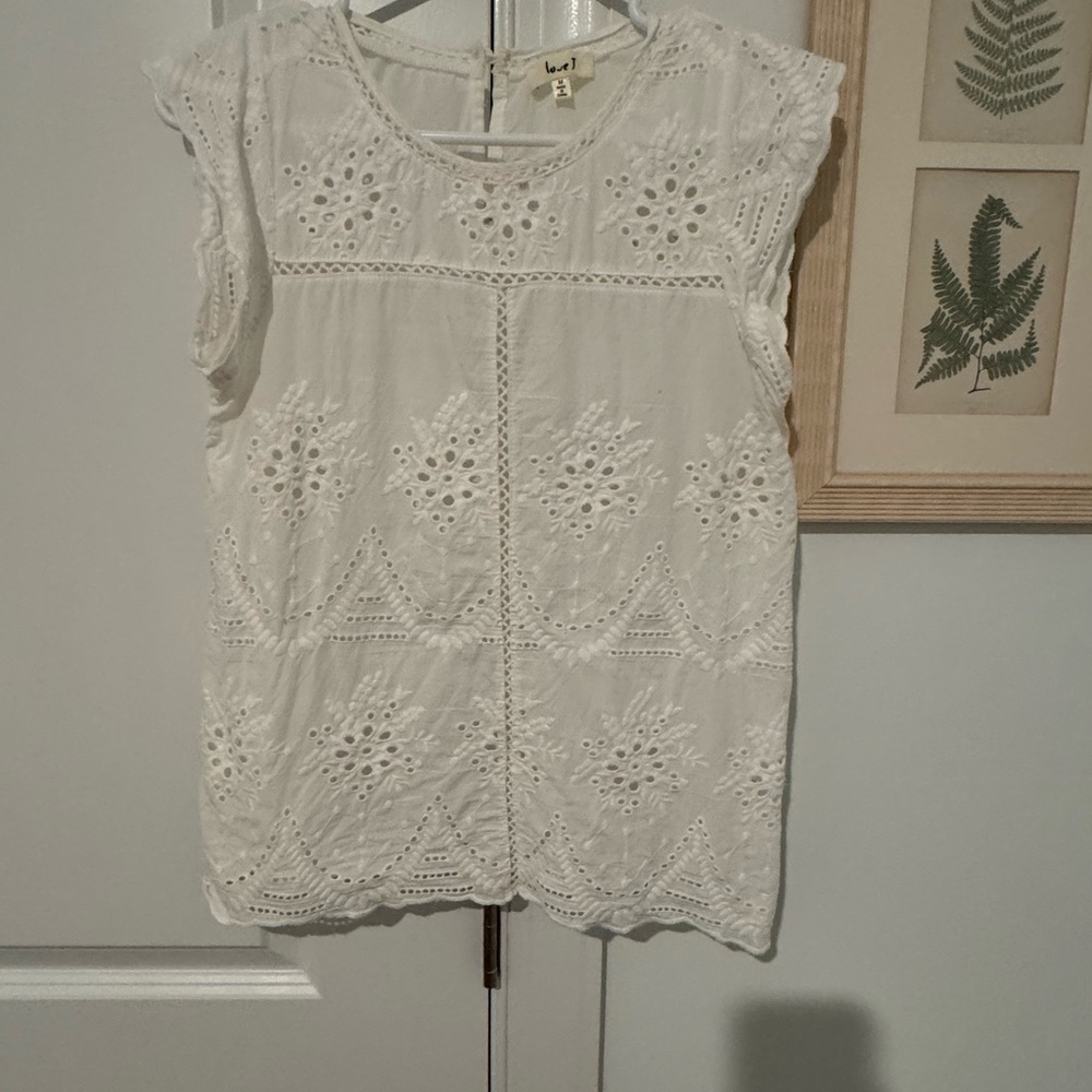 Love J White Eyelet Lace Blouse